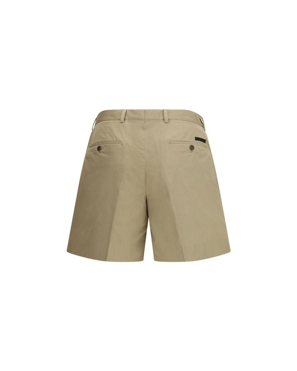 Prada Green Beige Cotton Bermuda Shorts for men
