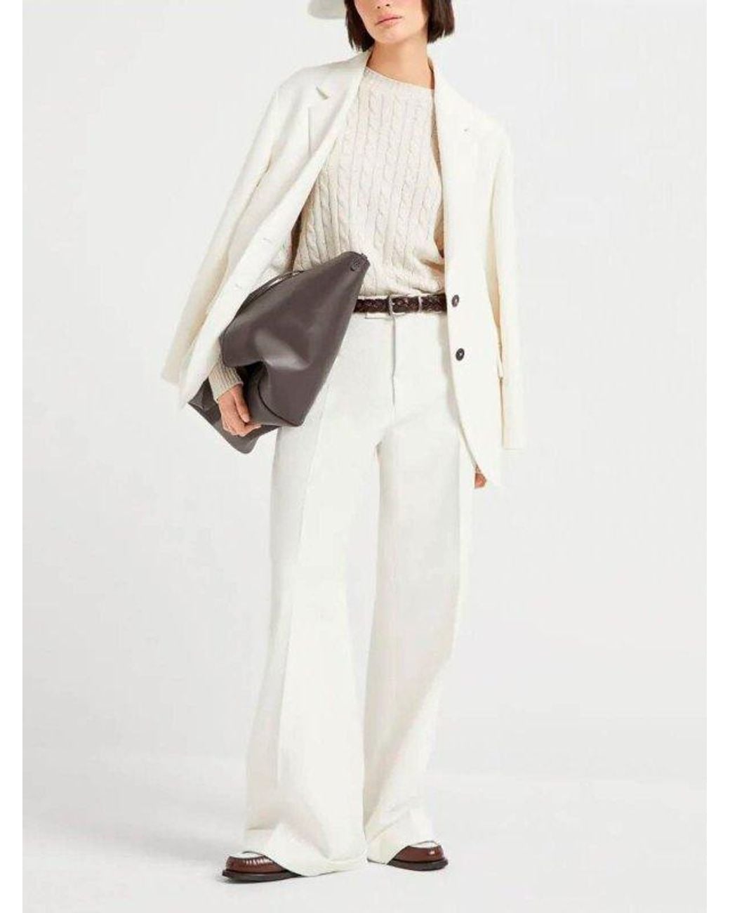 Brunello Cucinelli White Off Wide Leg Trousers