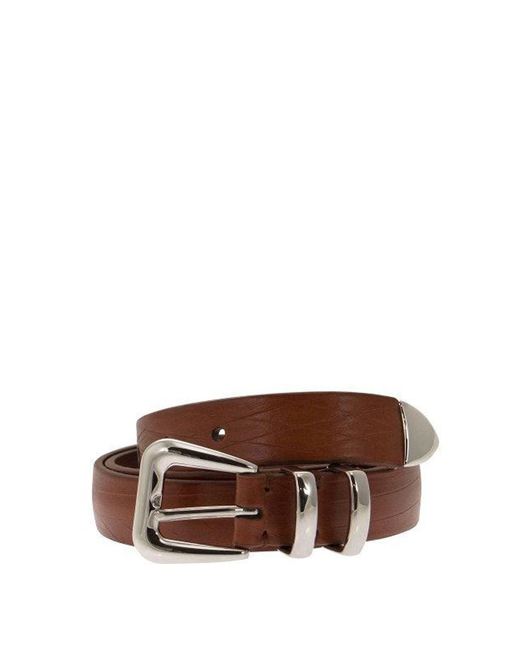 Brunello Cucinelli Brown Leather Belt With Buckle for men