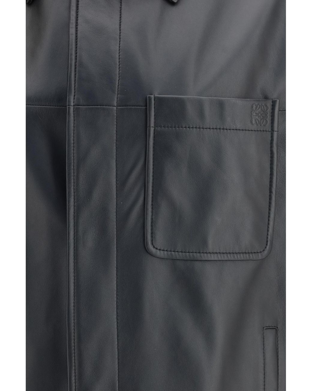 Loewe Gray Leather Jacket Calfskin Shirt for men