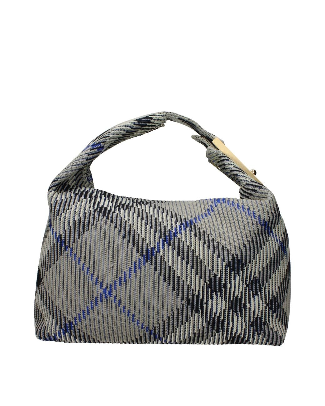 Burberry Gray Burberry Check-Patterned Ribbed Polyamide Shoulder Bag