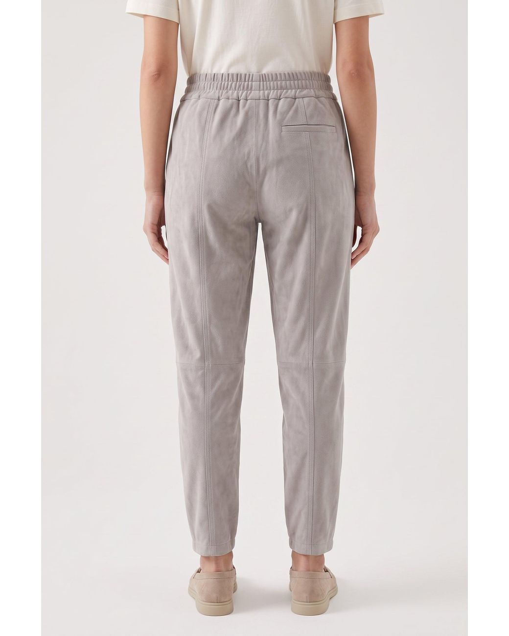 Brunello Cucinelli Gray Light Suede Trousers