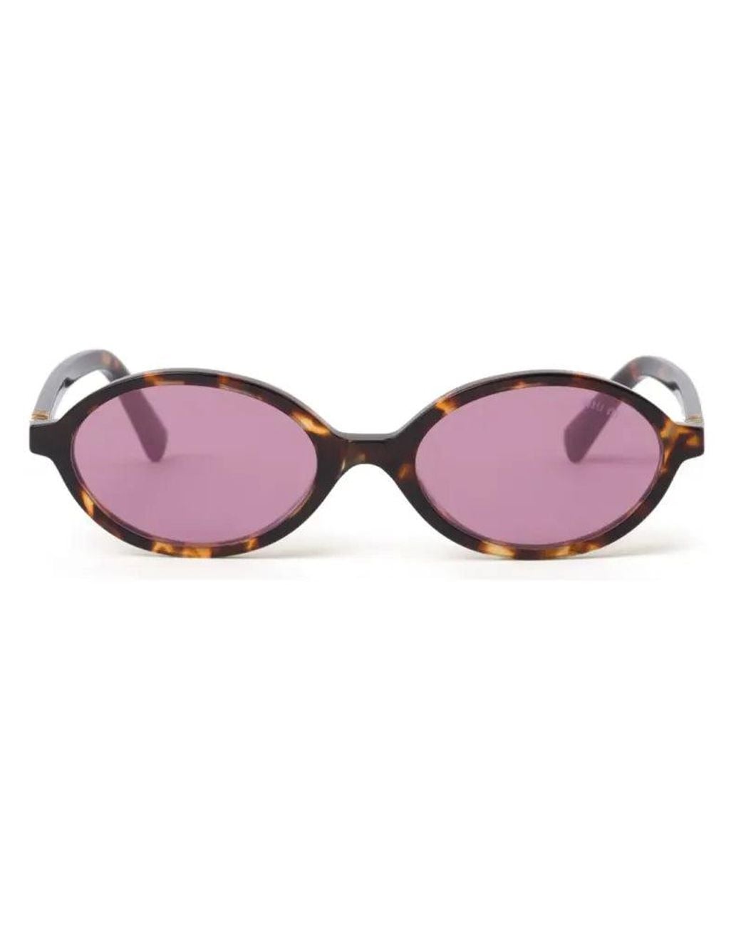 Miu Miu Pink Miu Miu Eyewear Smu04Zc050Evau Oval Frame Sunglasses