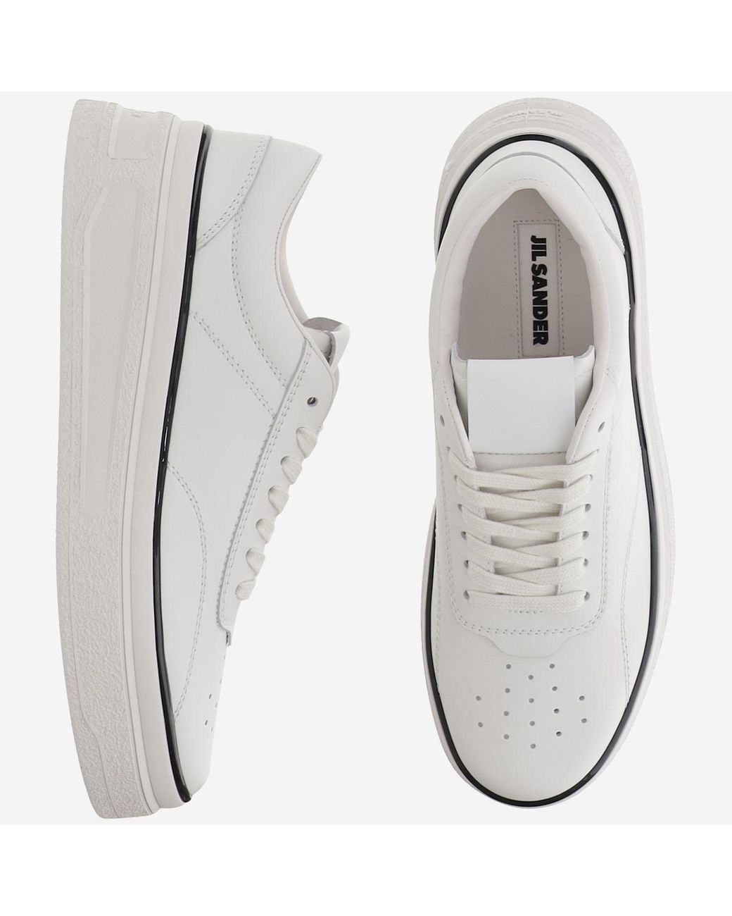 Jil Sander White Sneakers Calfskin Trainers