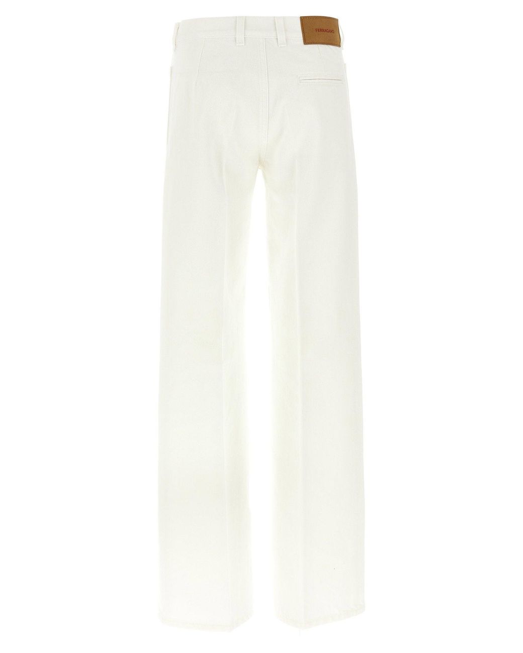 Ferragamo White Garment-Dyed Denim Jeans