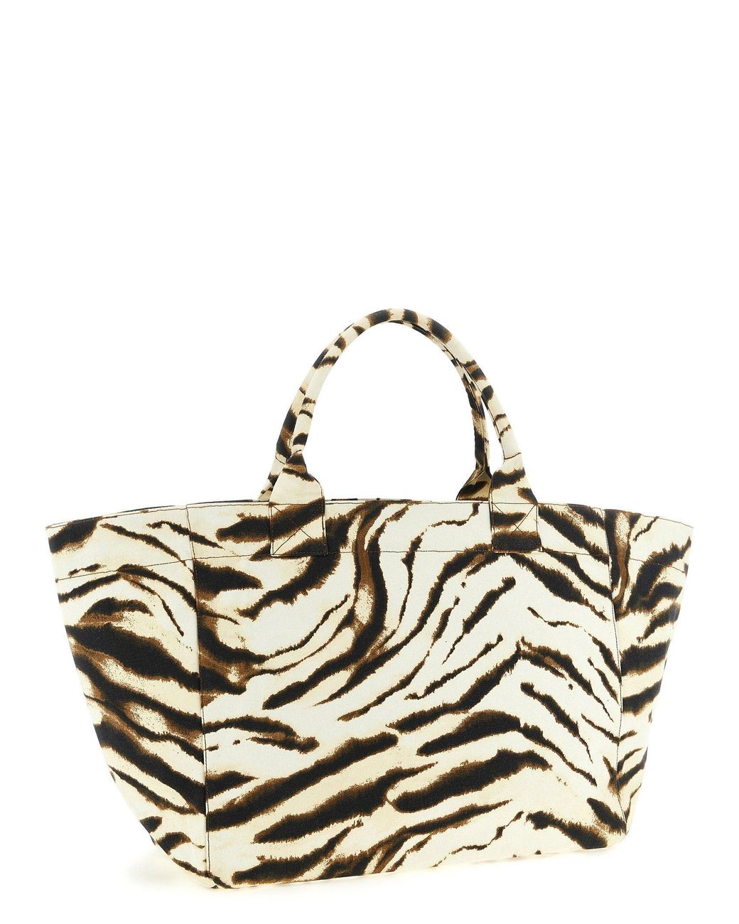 Ganni Zebra-Print Canvas Tote Bag — Cream in Metallic | Lyst