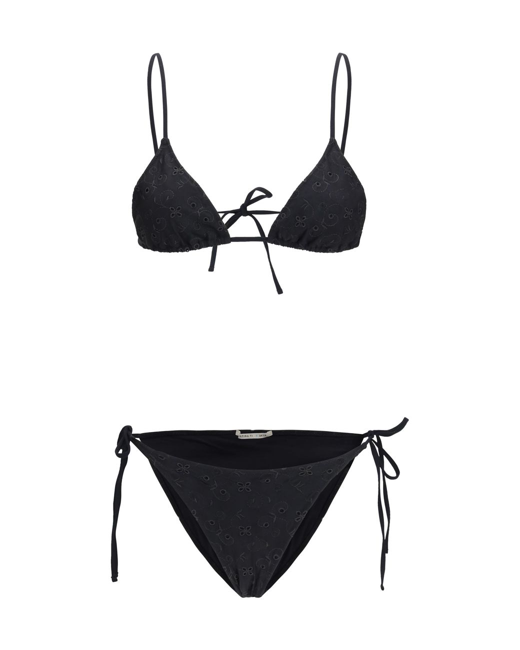 Kristina Ti Black Bikini With Floral Details Polyester; Spandex Swimwear