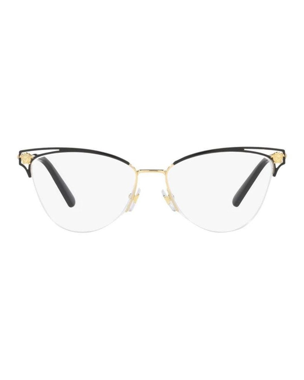 Versace Metallic Eyeglasses Cat Eye Semi Rim, Frame And Clear Demo Lenses Lens Ve12801433 Sunglasses