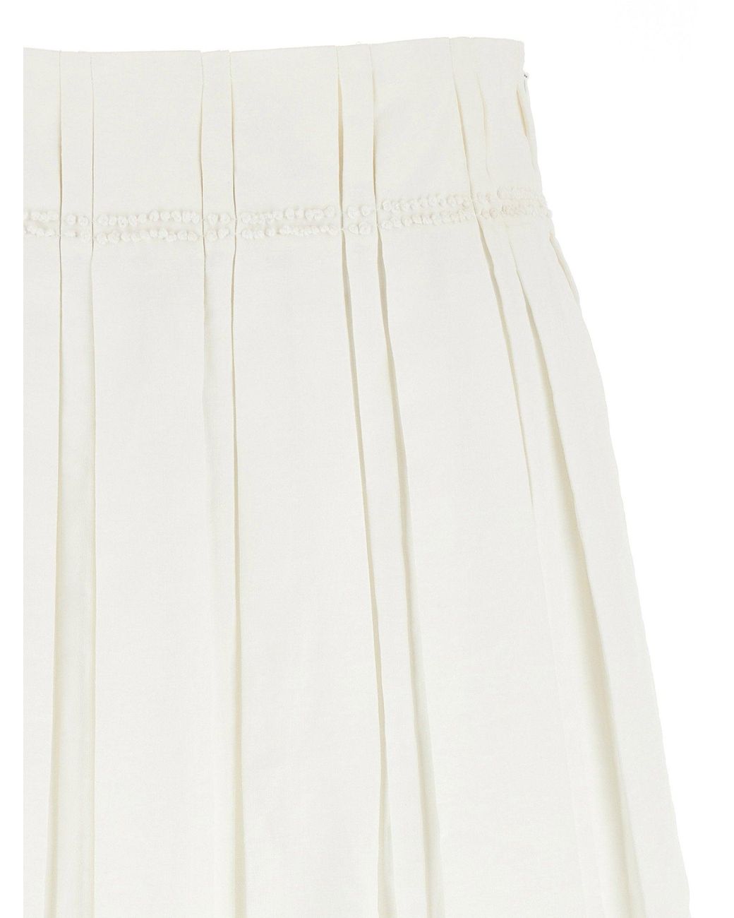 Jil Sander White Pleated Linen Skirt