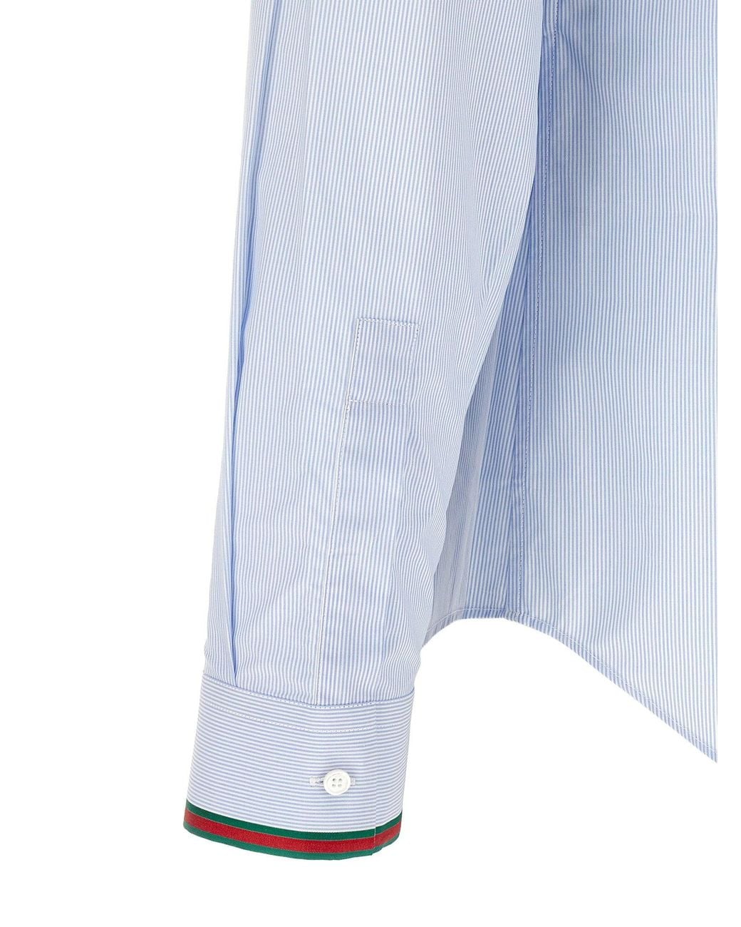 Gucci Blue Striped Cotton Shirt for men
