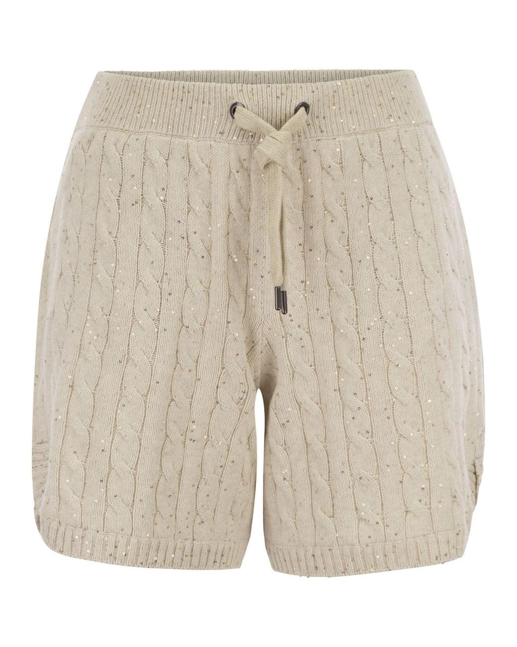 Brunello Cucinelli Natural Cable Knit Trousers