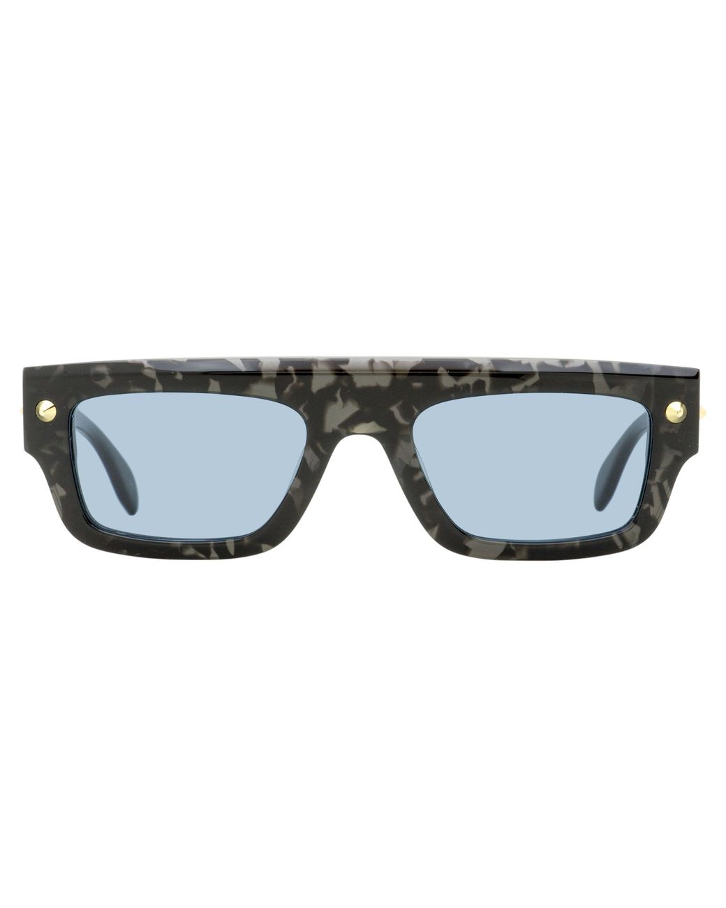 McQueen Black Flat Top Rectangular Sunglasses Am0427S 003 52Mm Plastic (Acetate)