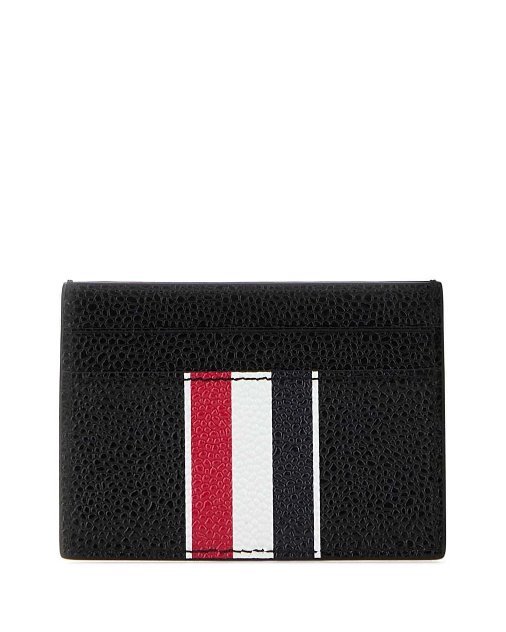 Thom Browne Black Leather Card Holder for men
