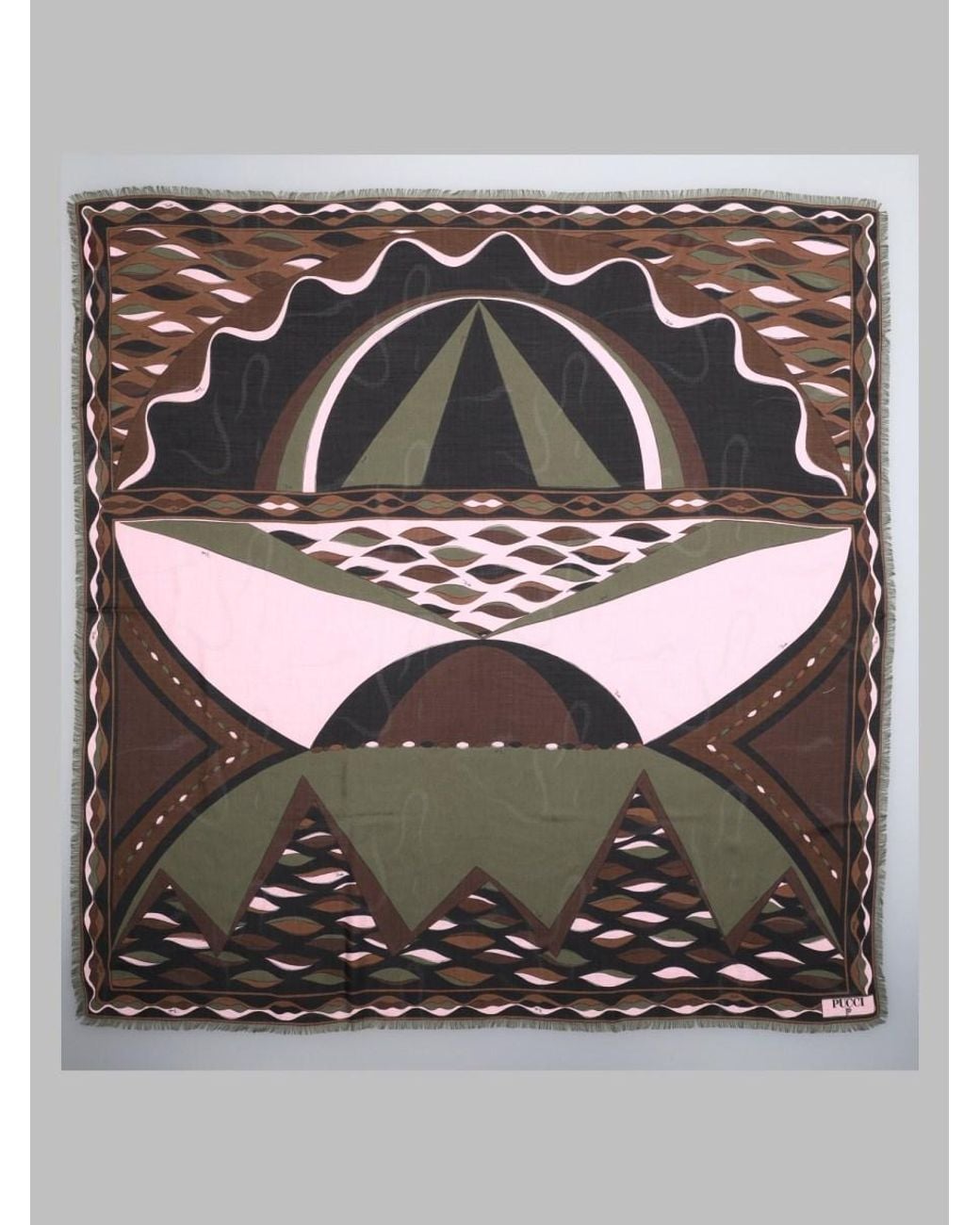 Emilio Pucci Gray Dune Print Pashmina Silk Scarfs
