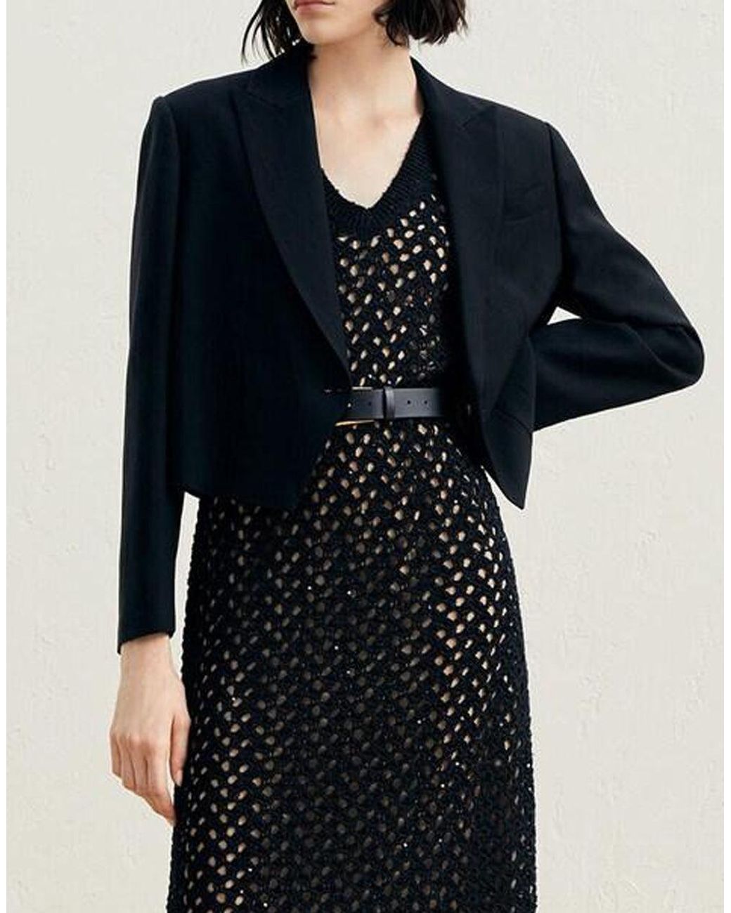 Brunello Cucinelli Blue Cropped Linen Blazer