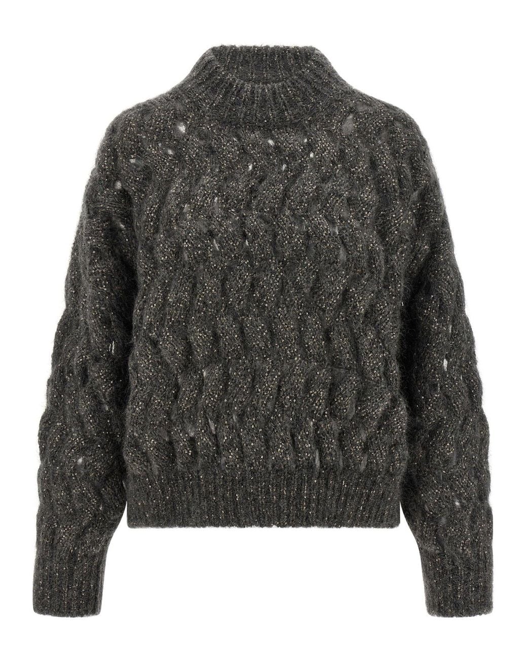 Brunello Cucinelli Gray Dazzling Waves Sweater