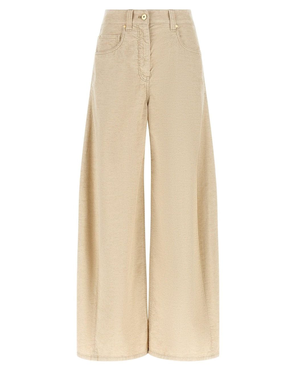 Brunello Cucinelli Natural Cotton-Linen Corduroy Trousers