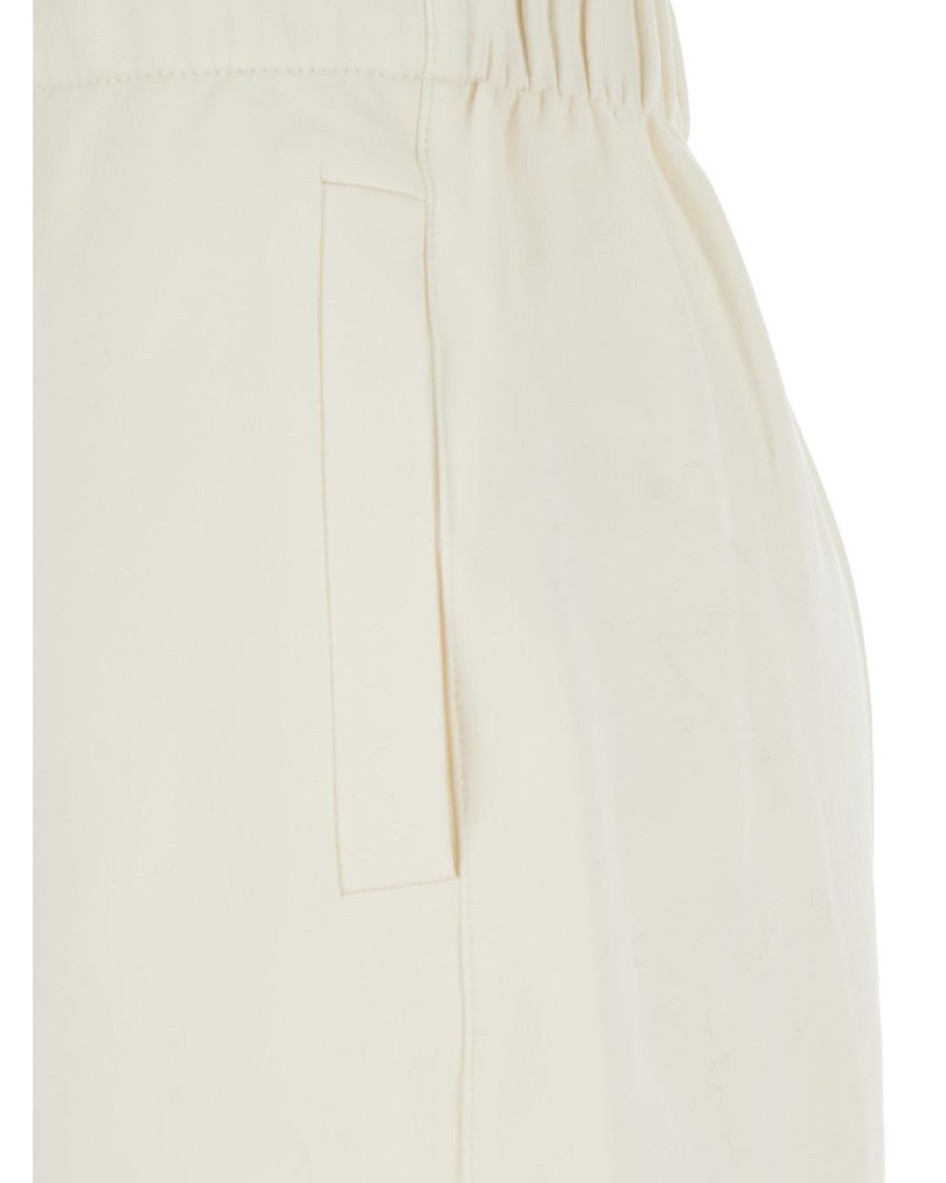 Max Mara White Cotton And Silk Blend Pants Trousers