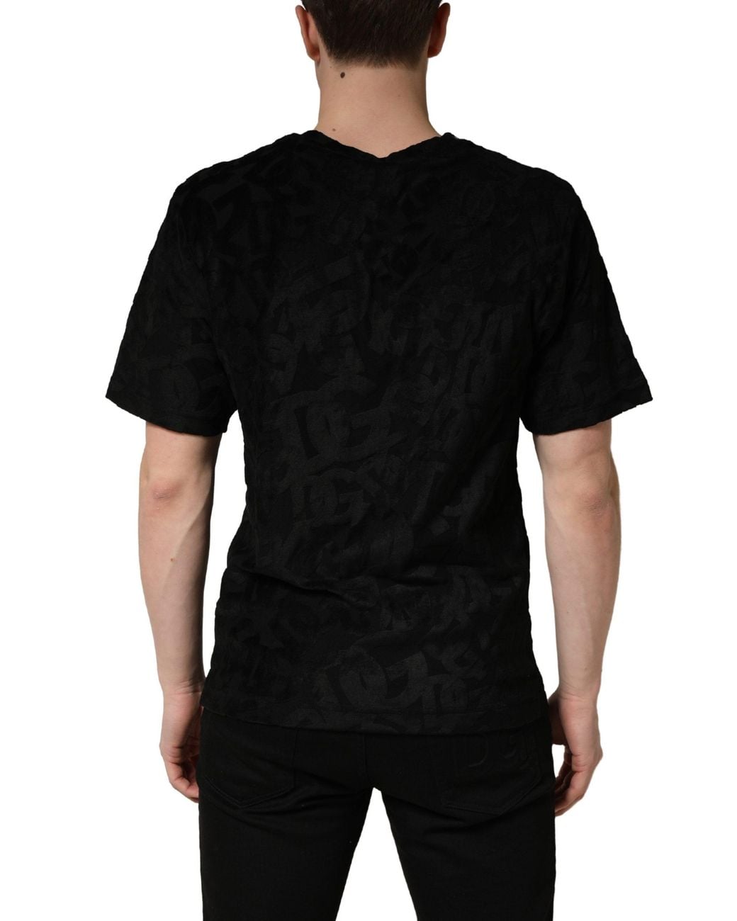 Dolce & Gabbana Black Dg Mania Logo Print Casual T-Shirt Viscose Cotton for men