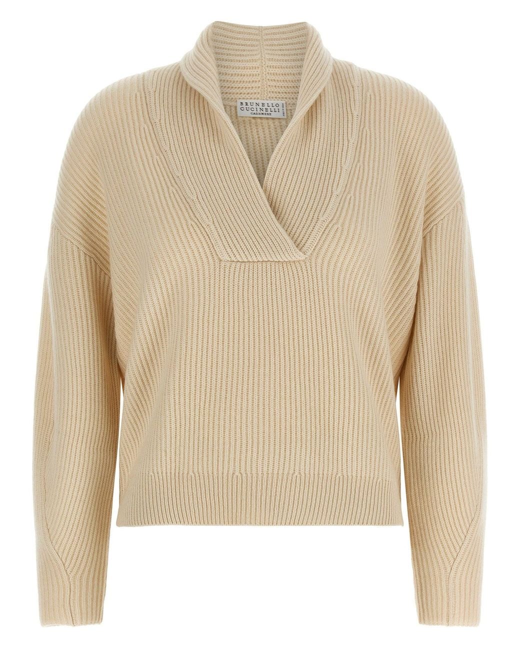 Brunello Cucinelli Natural Cashmere Ribbed Sweater