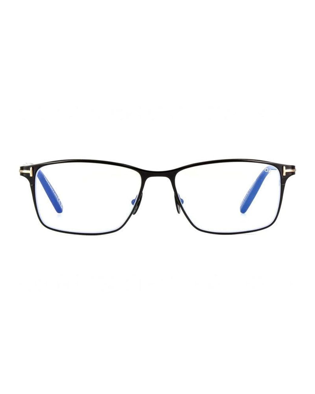 Tom Ford Blue Eyeglasses Rectangle Full Rim, Matte Gunmetal Frame And Clear/-Light Block Lenses Lens Ft5935-B009 for men