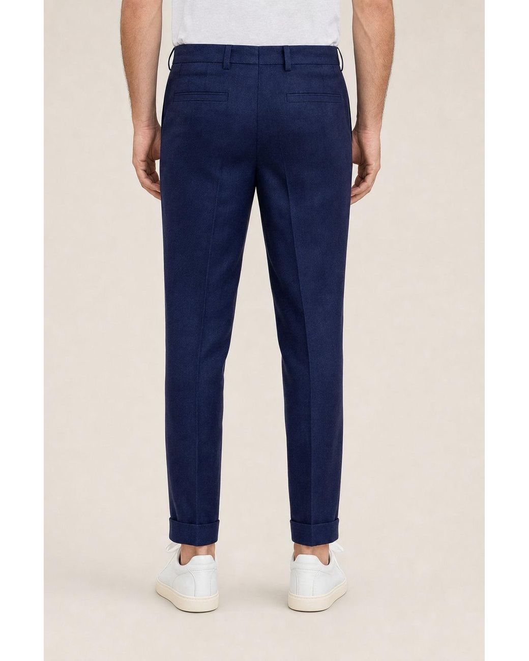 Brunello Cucinelli Blue Dark Linen Wool Trousers for men