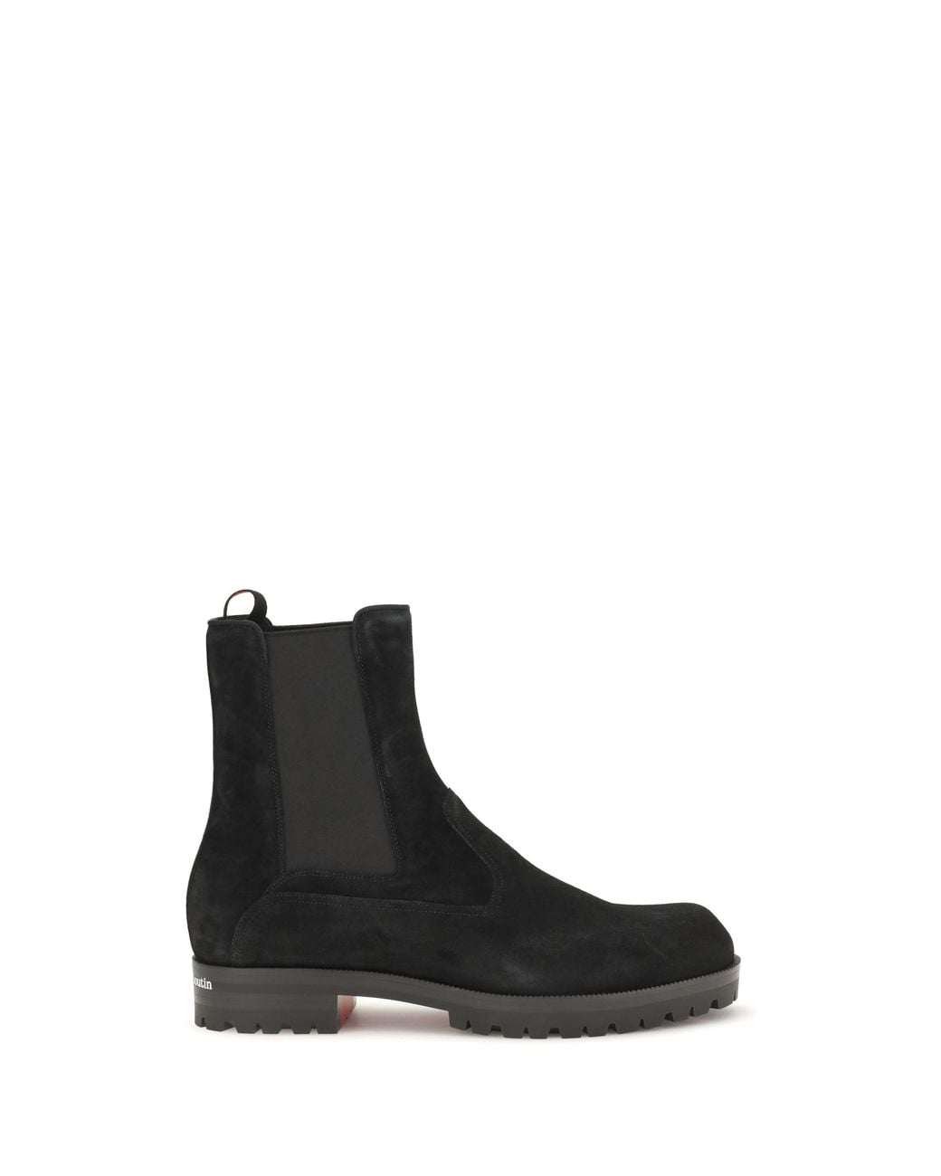 Christian Louboutin Black Cavernos Suede Chelsea Boots for men