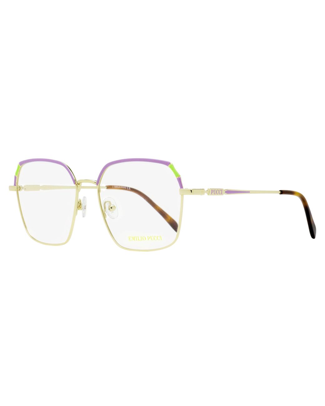 Emilio Pucci Black Pucci Slim Square Eyeglasses Ep5210 032-Havana 54Mm Metal/Plastic (Acetate)