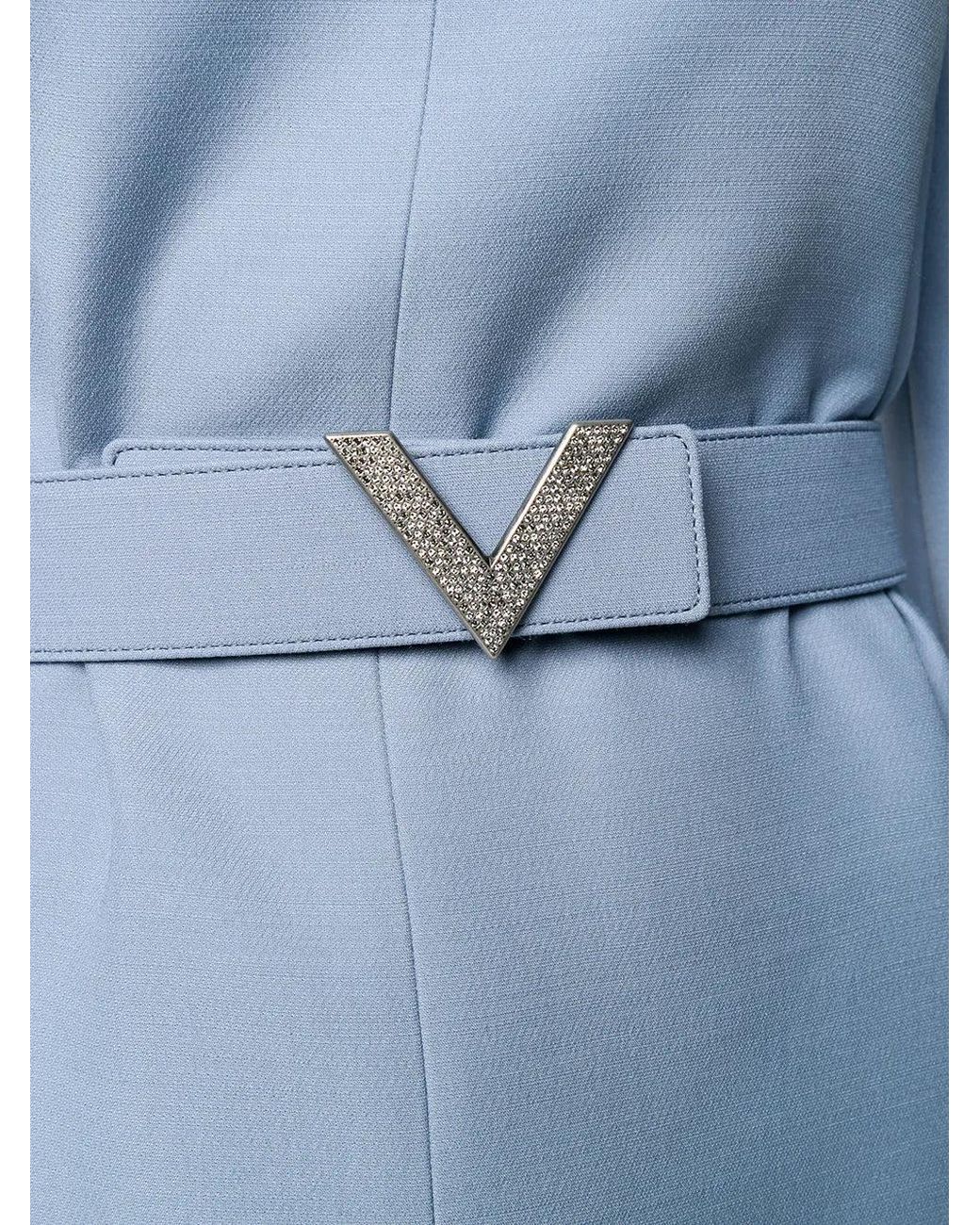 Valentino Blue V Belted Dress