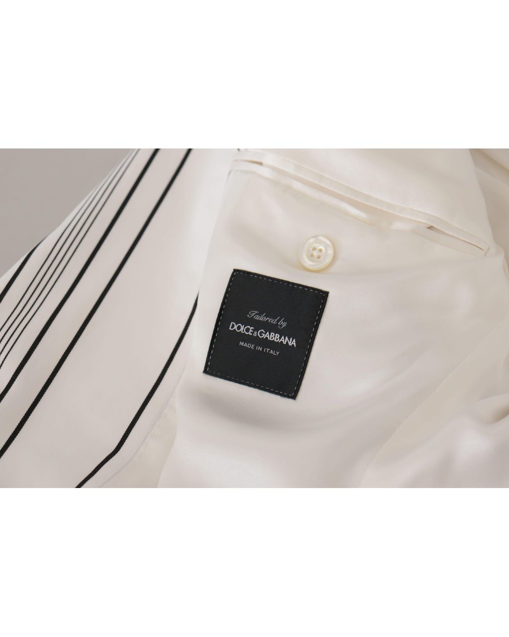 Dolce & Gabbana Brown Stripes Cotton Single Breasted Blazer Nylon Elastane Clothing for men
