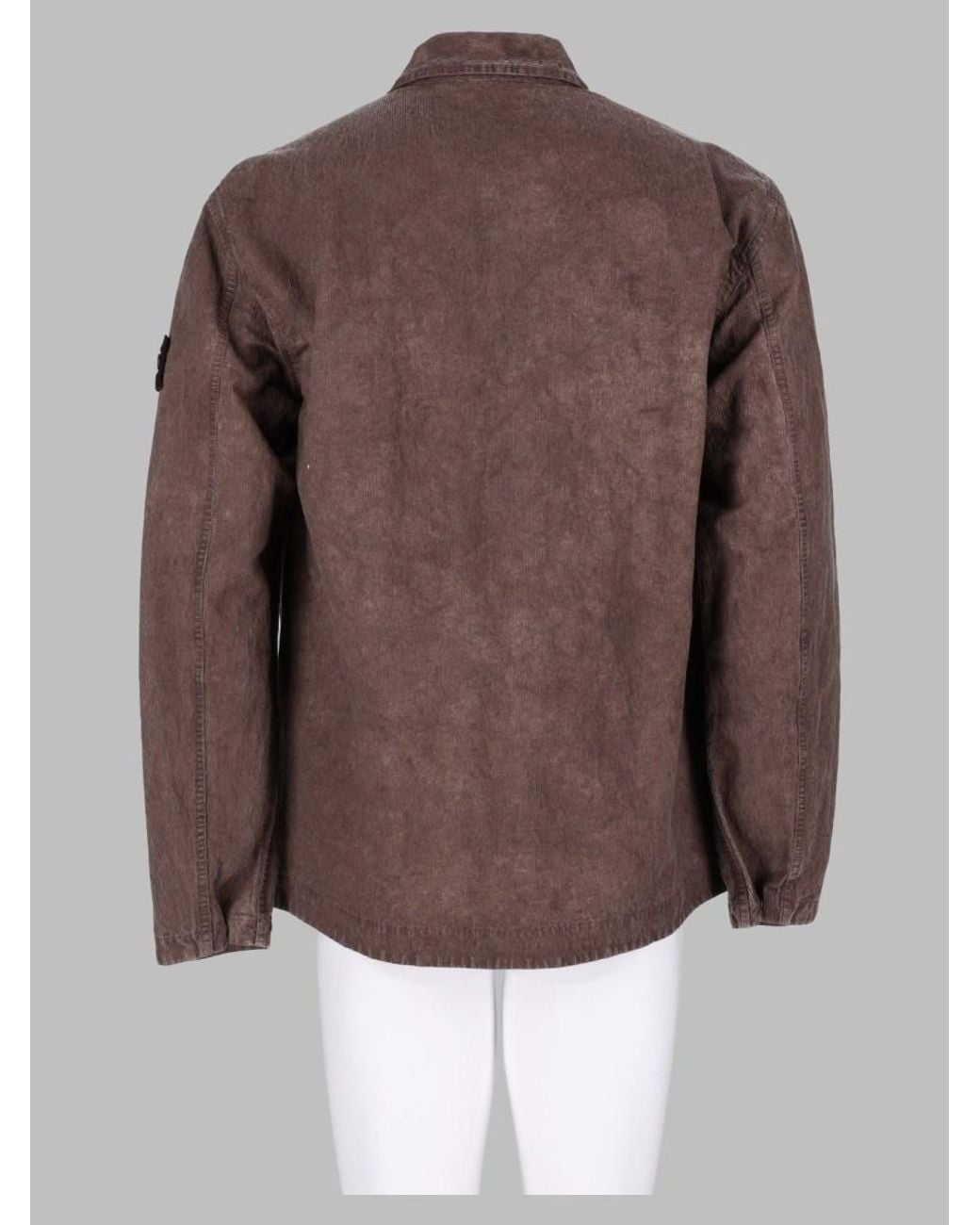 Stone Island Brown Corduroy Overshirt Cotton Polyamide Shirt for men