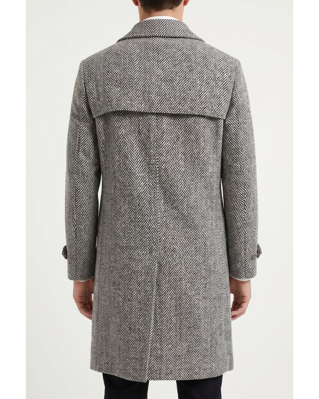 Brunello Cucinelli Gray Wool Herringbone Coat for men