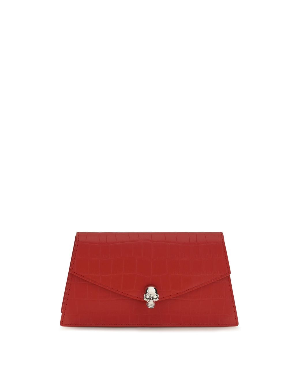 McQueen Red Mini Skull Clutch Calf Leather From Bos Taurus