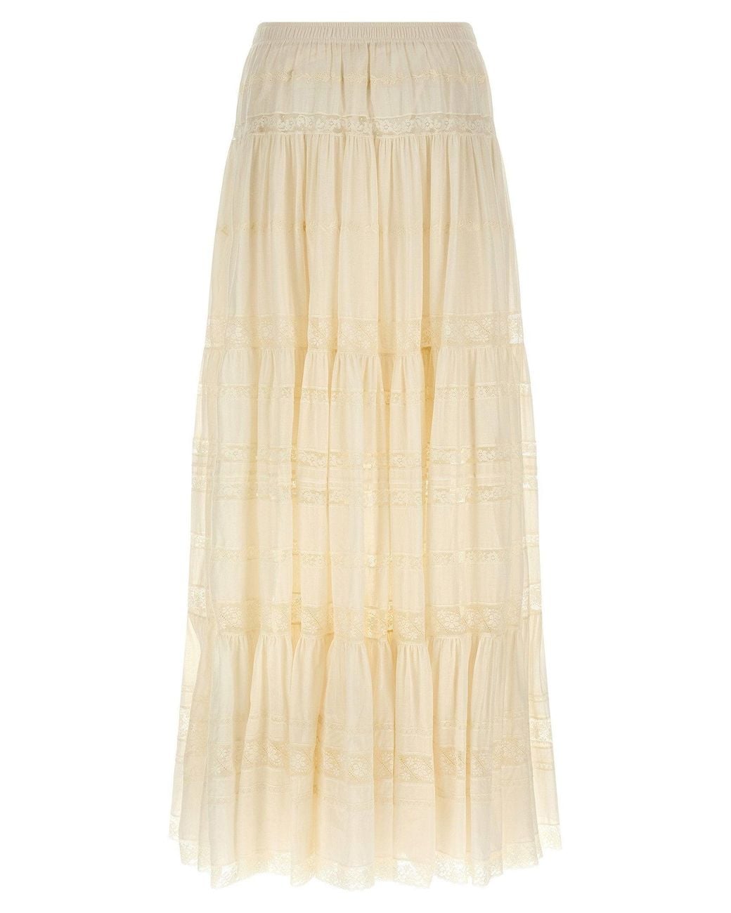 Ermanno Scervino Natural Lace-Insert Cotton Skirt