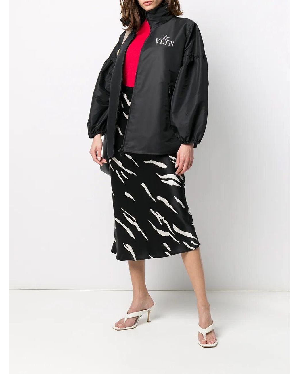 Valentino Black Logo Print Bomber Jacket Clothing