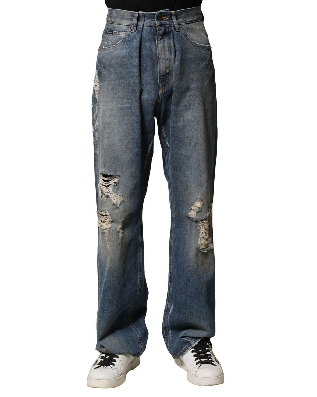 Dolce & Gabbana Blue Ripped Denim Jeans for men
