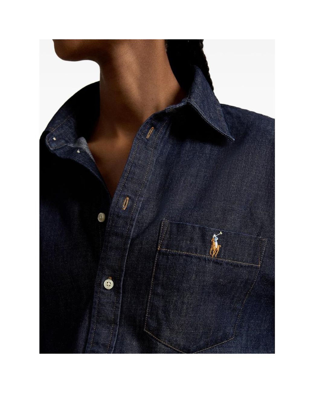 Ralph Lauren Blue Logo-Embroidered Pocket Shirt