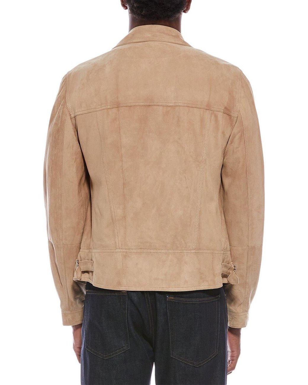 Brunello Cucinelli Brown 100% Genuine Suede Biker Style Zip Up Jacket for men