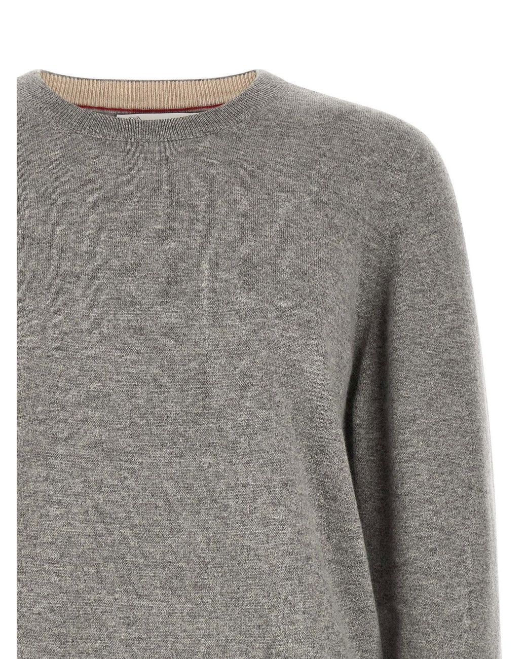 Brunello Cucinelli Gray Pure Cashmere Crewneck Sweater for men
