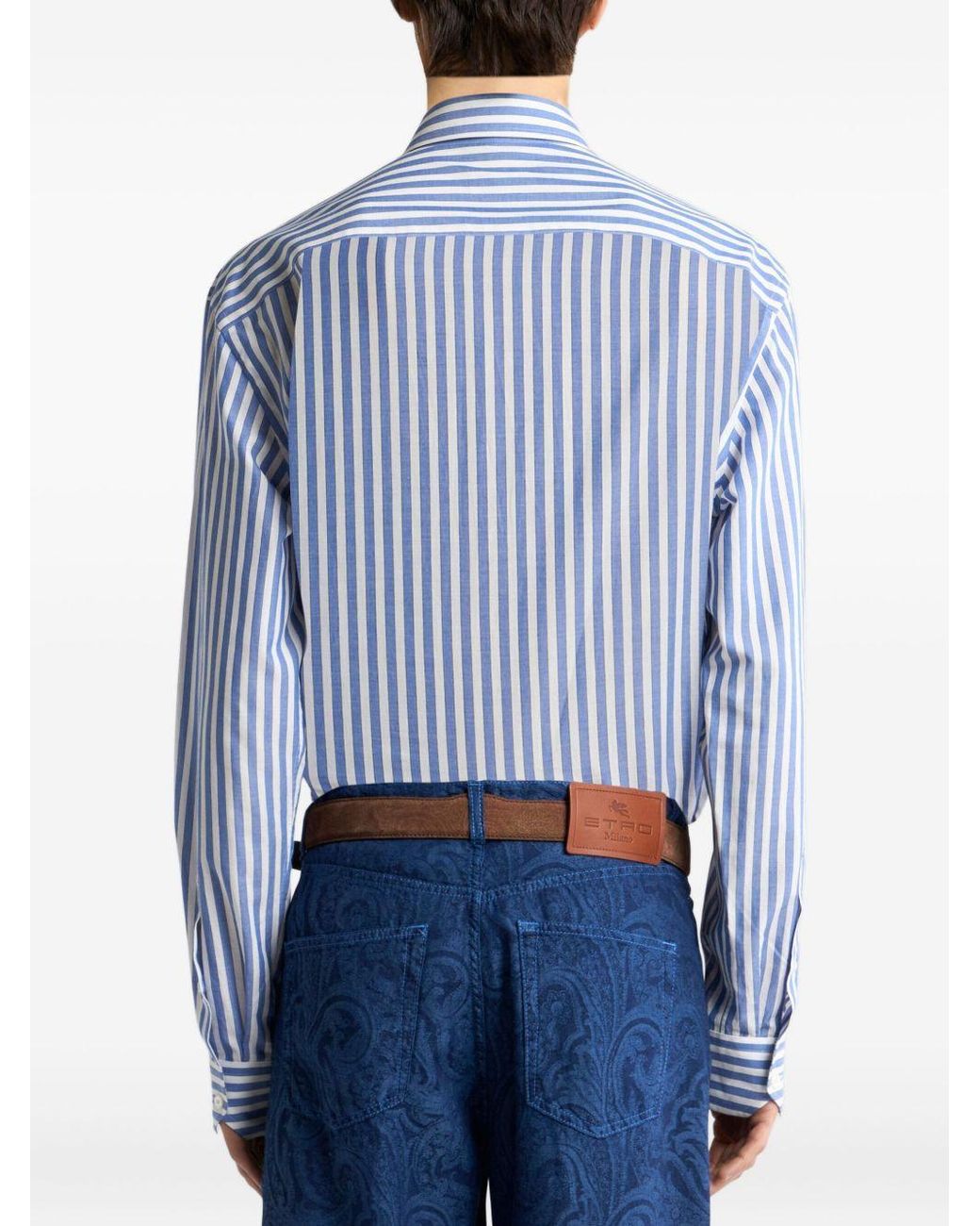 Etro Blue Button-Down Shirt Cotton for men