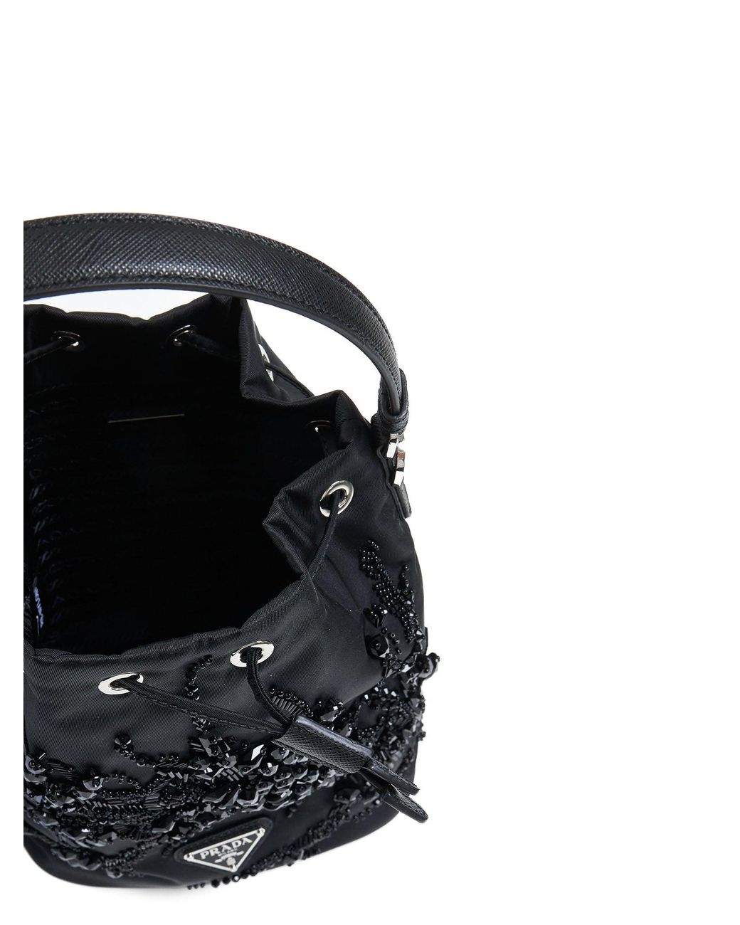 Prada Blue Crystals Re-Nylon Mini Bucket Bag