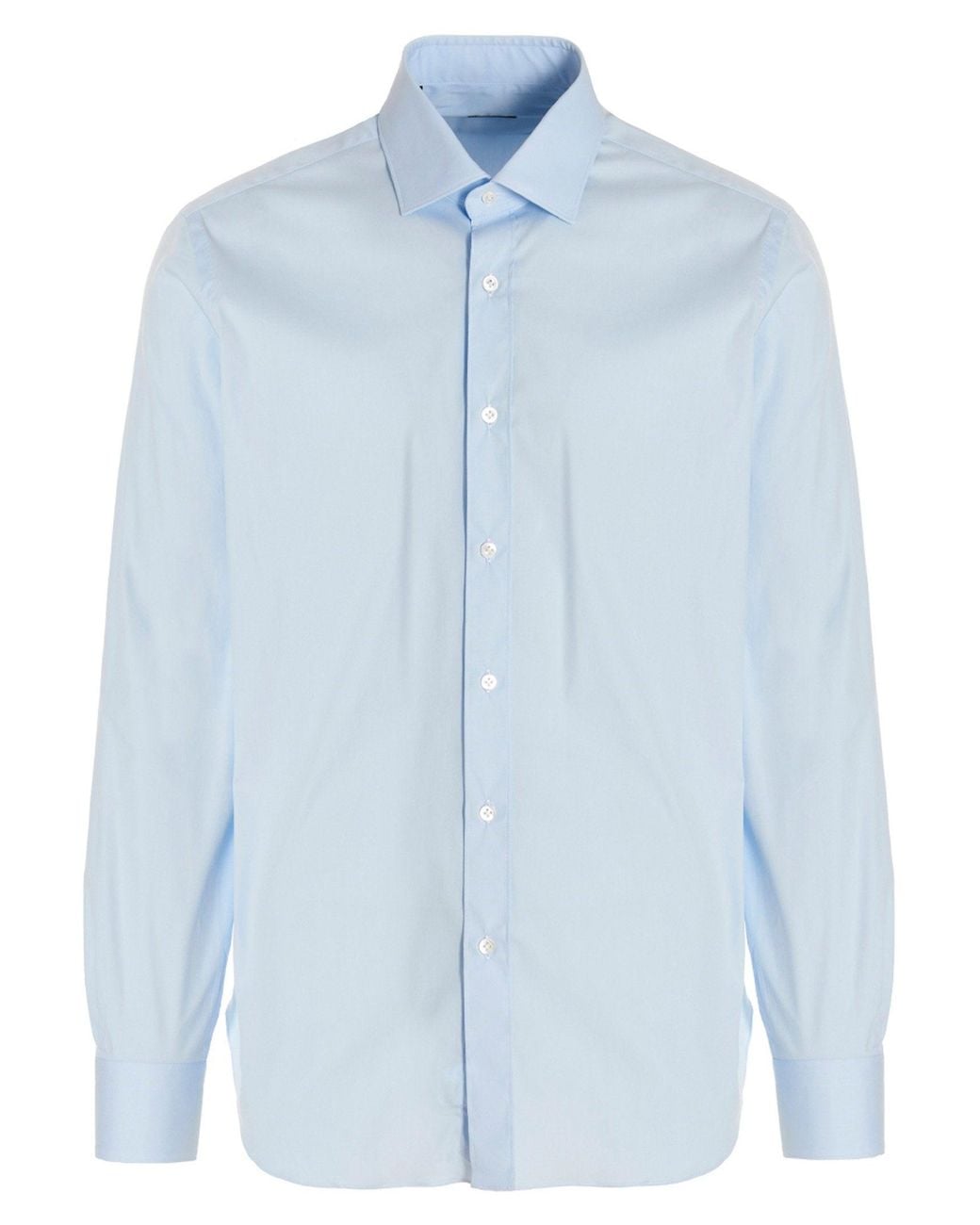 Barba Napoli Blue Cotton Poplin Shirt