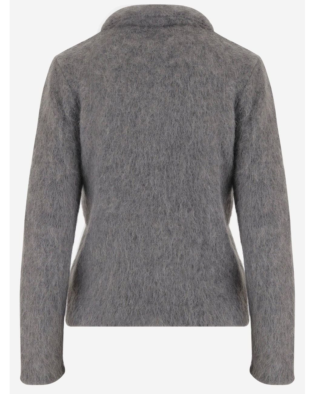Chloé Gray Polo Sweater Brushed Alpaca