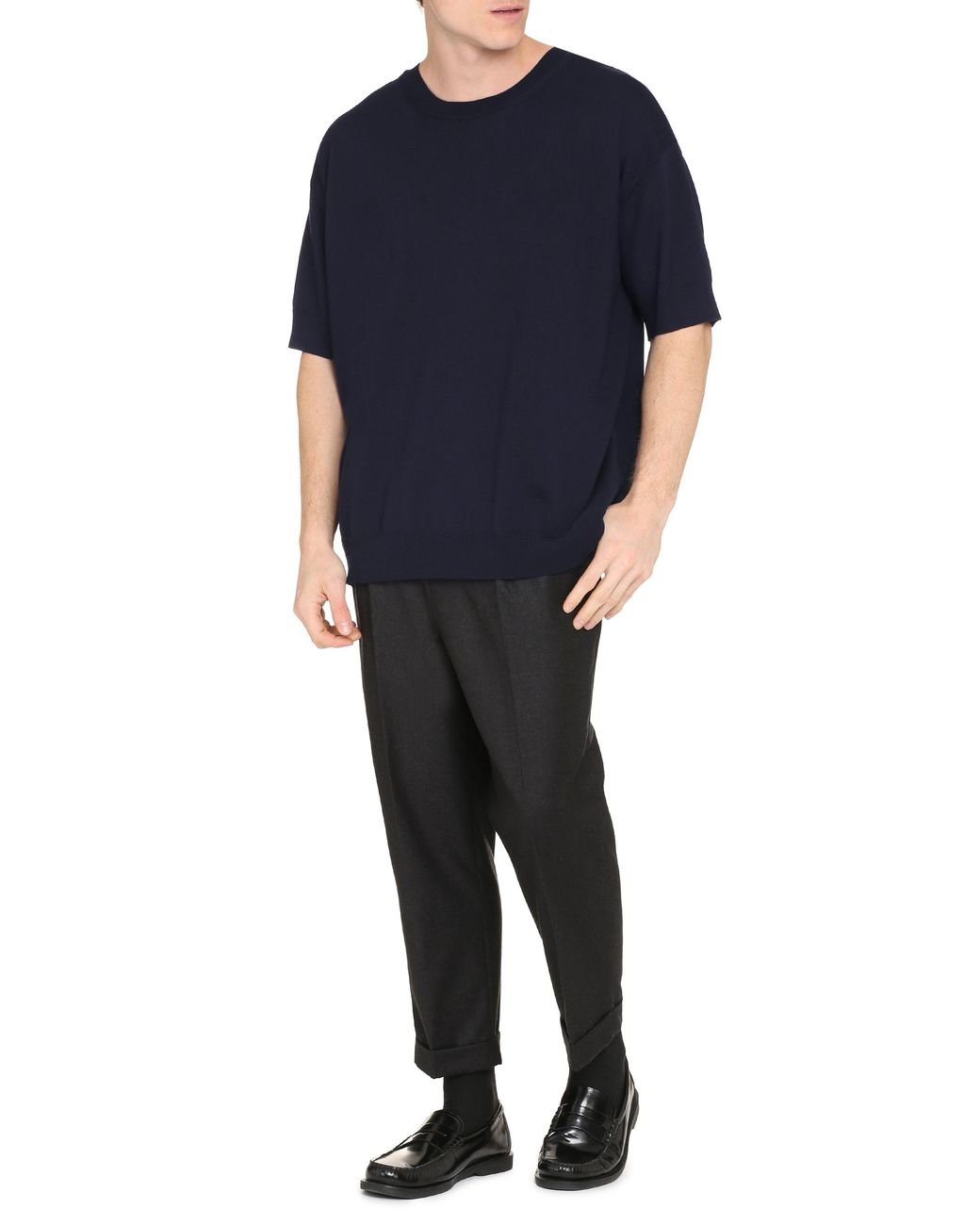 Jil Sander Blue Classic Short Sleeve Wool Sweater For for men