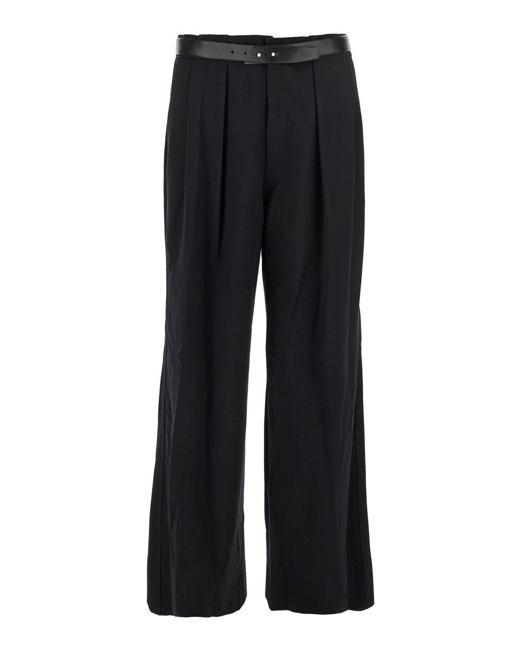 Juun.J Black Trousers With Built-In Belt And Pleated Design for men