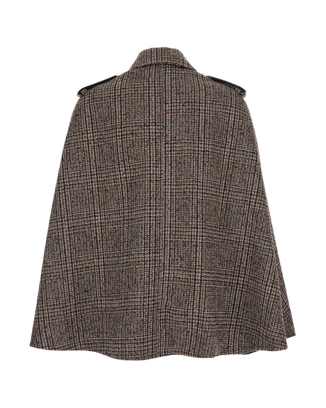 Le Plain Brown Short Wool Cape Coat