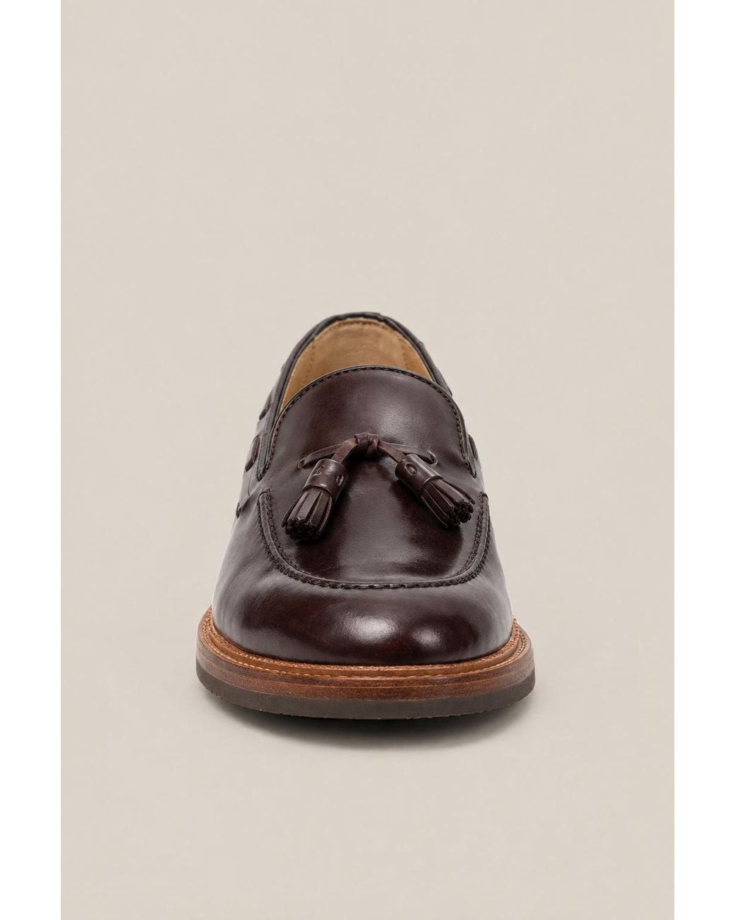 Brunello Cucinelli Brown Leather Tassel Loafer Shoes for men