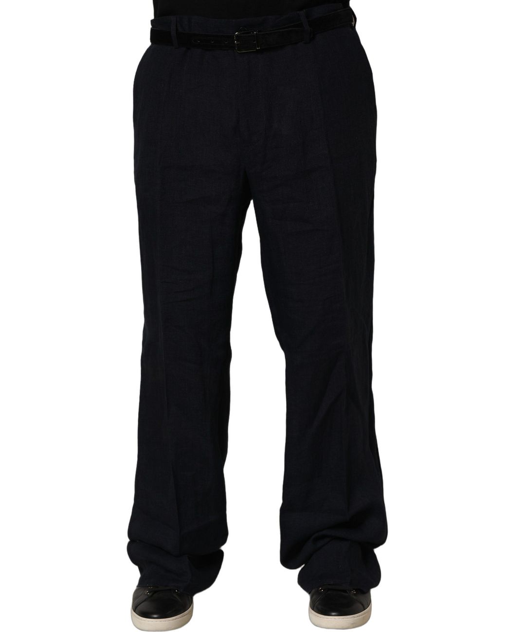 Dolce & Gabbana Blue Linen Straight Leg Dress Trouser Pants for men