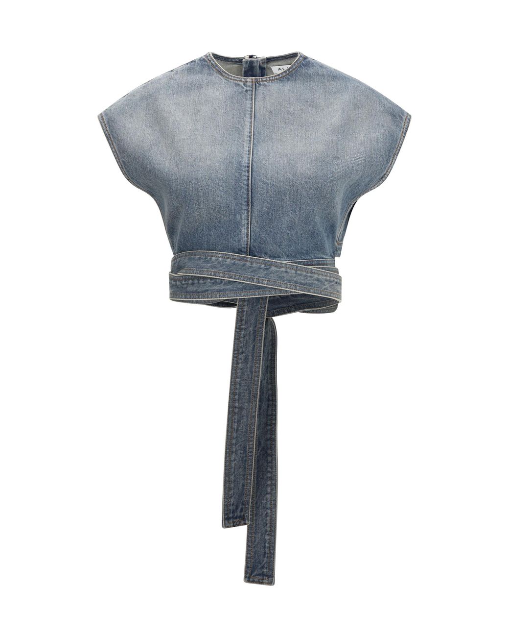 Alaïa Gray Top Denim Belt Cotton Tops