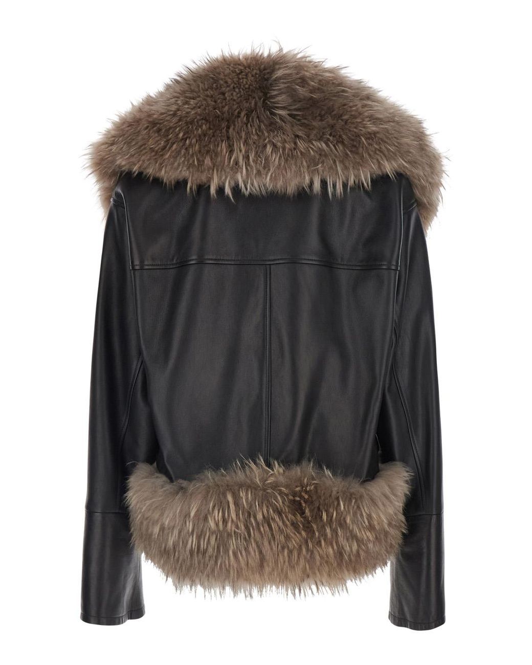 Blancha Brown Leather Jacket Sheep Coat